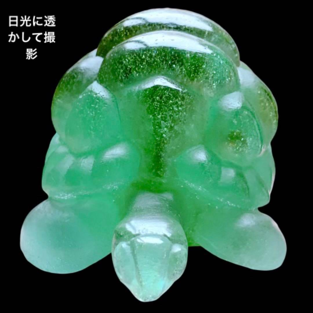 ドームフランス 置物 緑 亀 カメ クリスタル 水晶 ナンシー daum