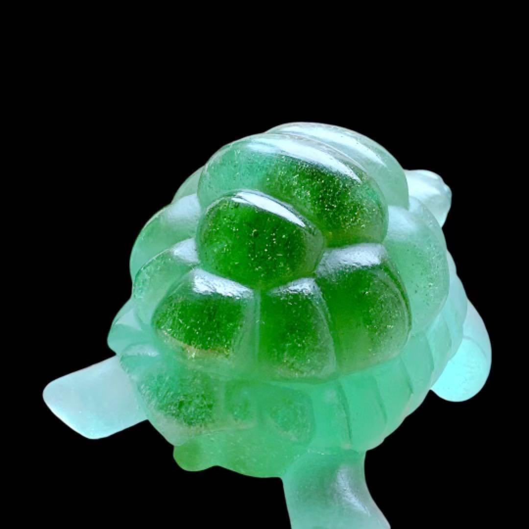 ドームフランス 置物 緑 亀 カメ クリスタル 水晶 ナンシー daum