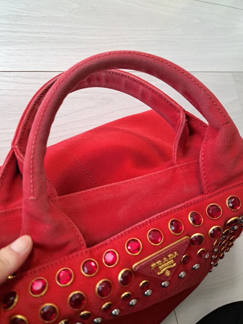 PRADA プラダ カナパ スタッズ ビジュー トートバッグ