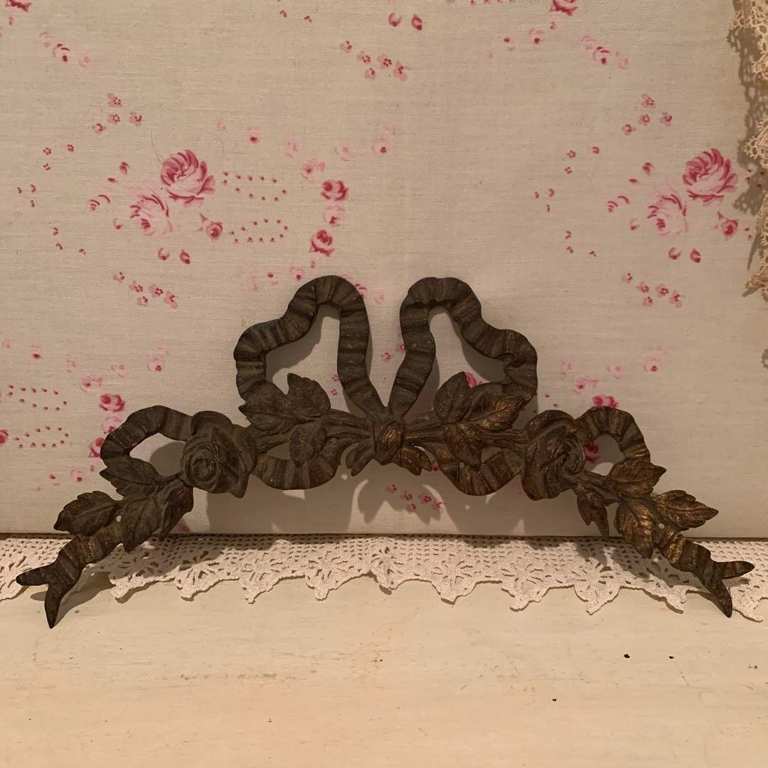 フランスアンティークバラとリボンのリースウォールデコレーション