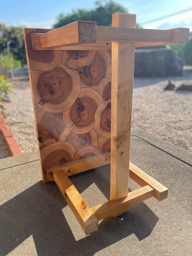 杉の丸太ローテーブル サイドテーブル 花台 丸太テーブル