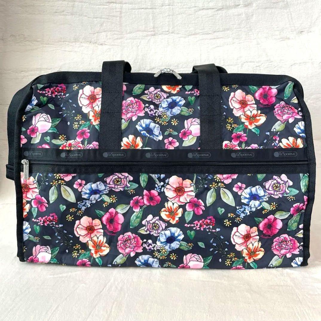 LeSportsac レスポ ボストンバッグ 最新モデル 花柄 黒 超美品 - メルカリ