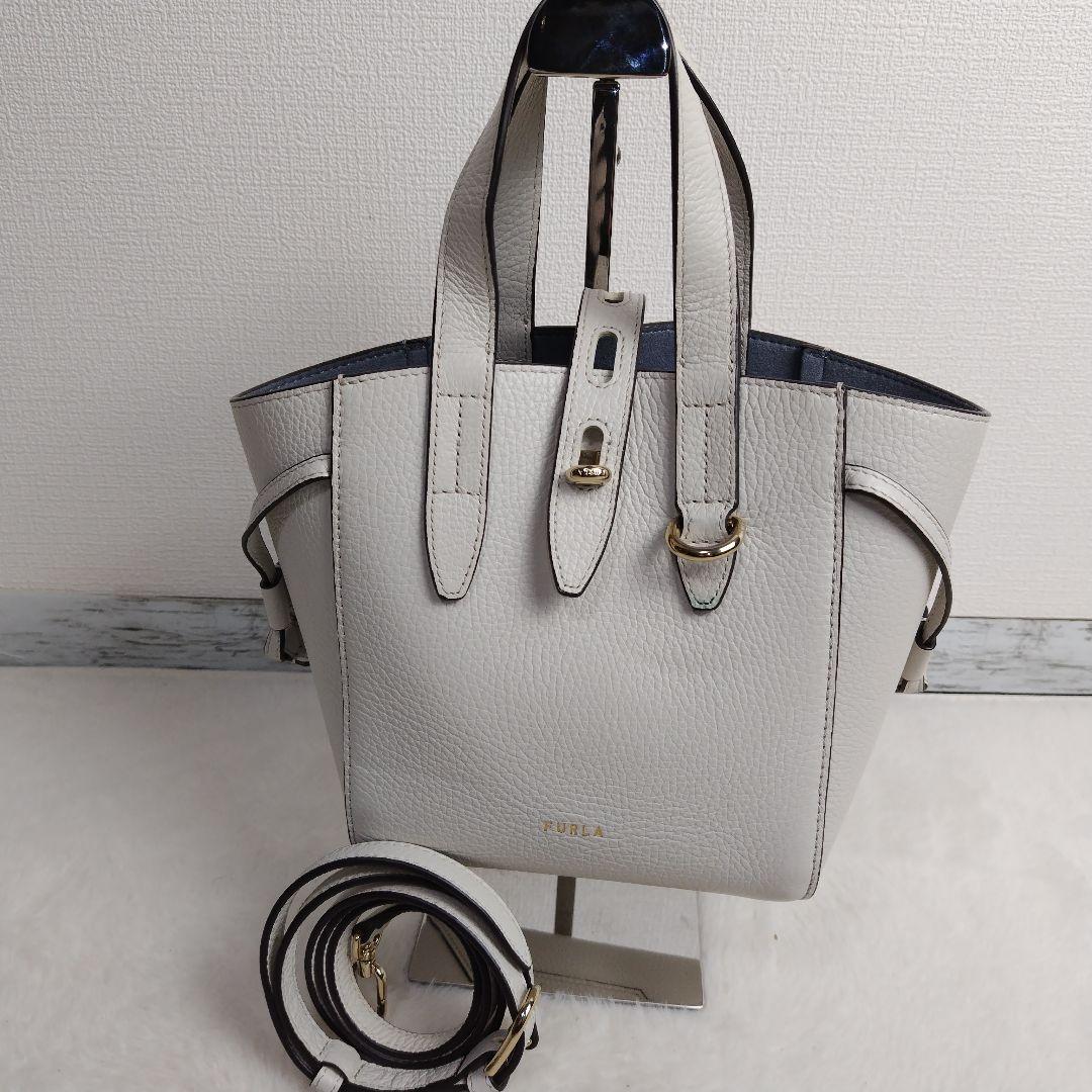 ✨美品✨FURLA　ミニネット　ショルダーバッグ　レザー　アイボリー　2way