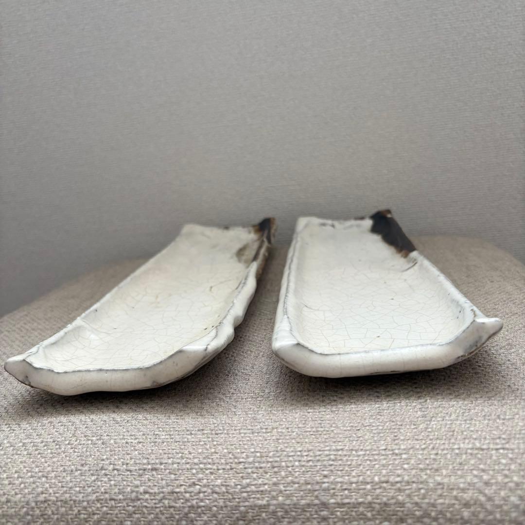 萩焼　長皿　永地博正作　2枚セット