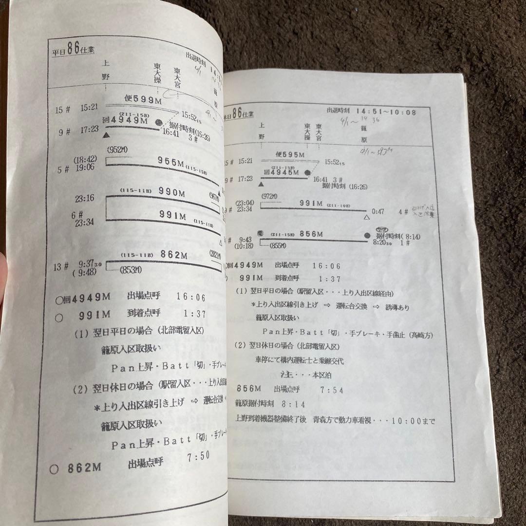 鉄道　仕業別注意事項　上野区