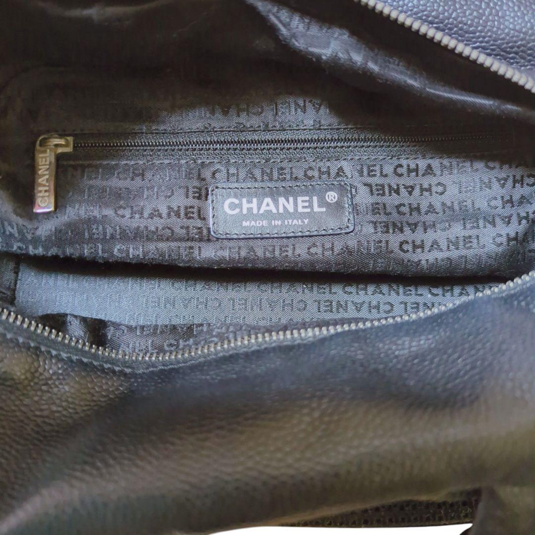 返品不可 CHANEL シャネル キャビアスキン ハンドバッグ パンチングレザー