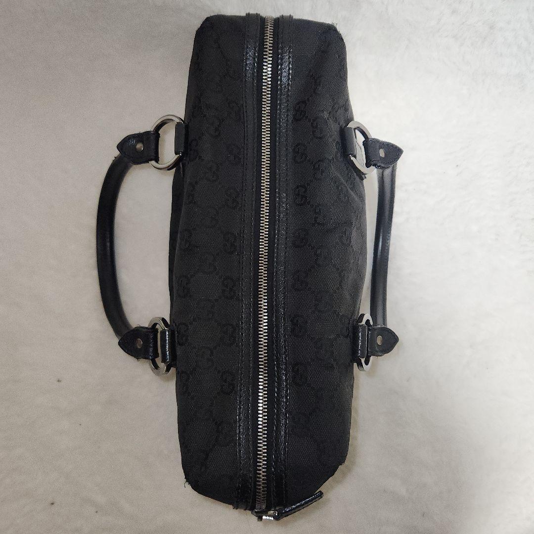 グッチ　GG　キャンバス　レザー　ブラック　ハンドバッグ　ボストン