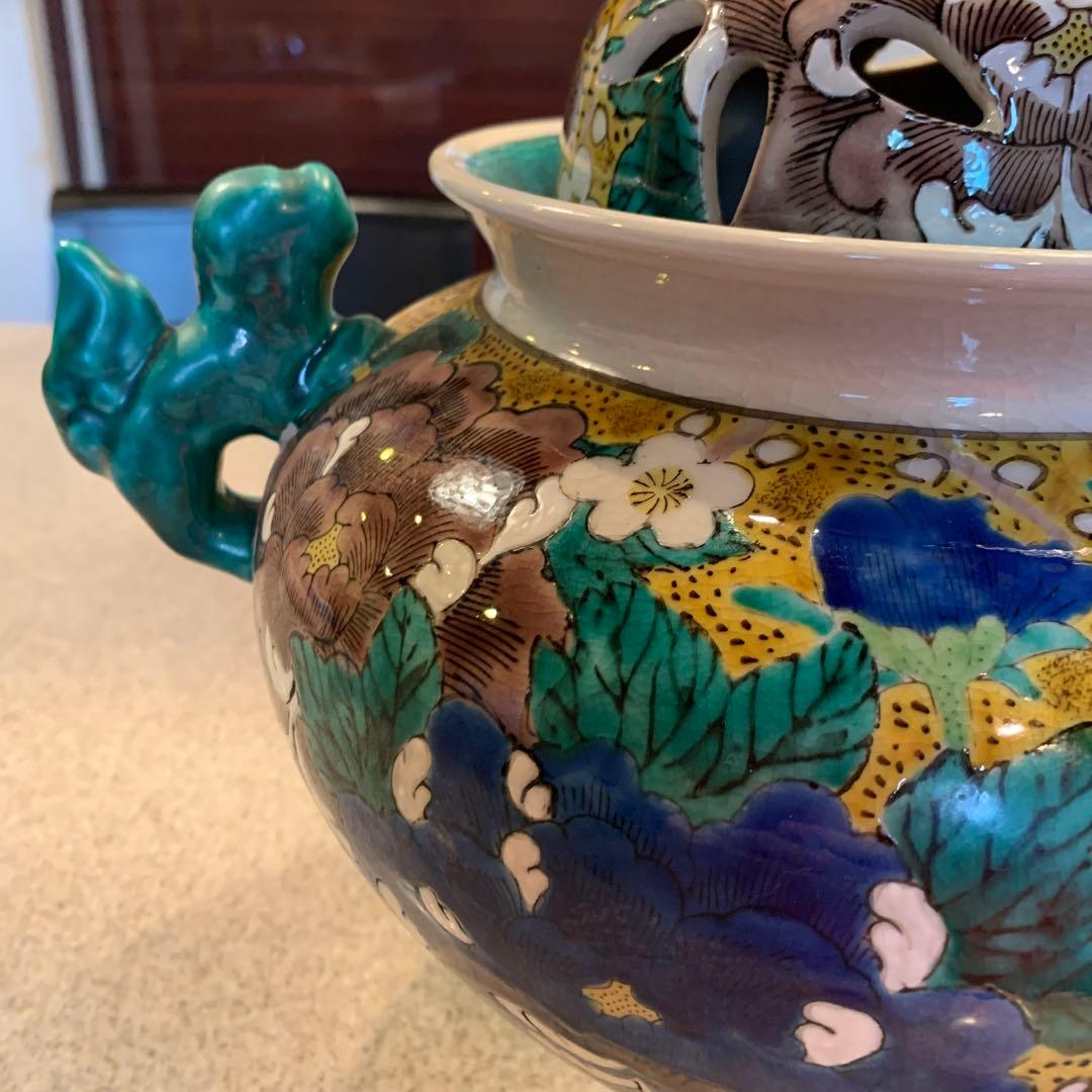 【美品】九谷焼　大香炉　玉竜造　日本伝統工芸品