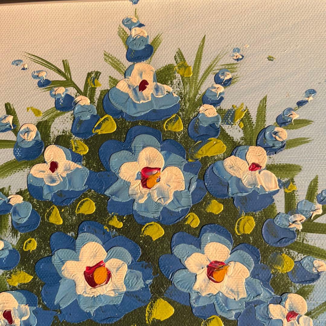 大）手描き油絵 3枚組 花瓶の花 額付 額付き 絵画 インテリア 油彩画