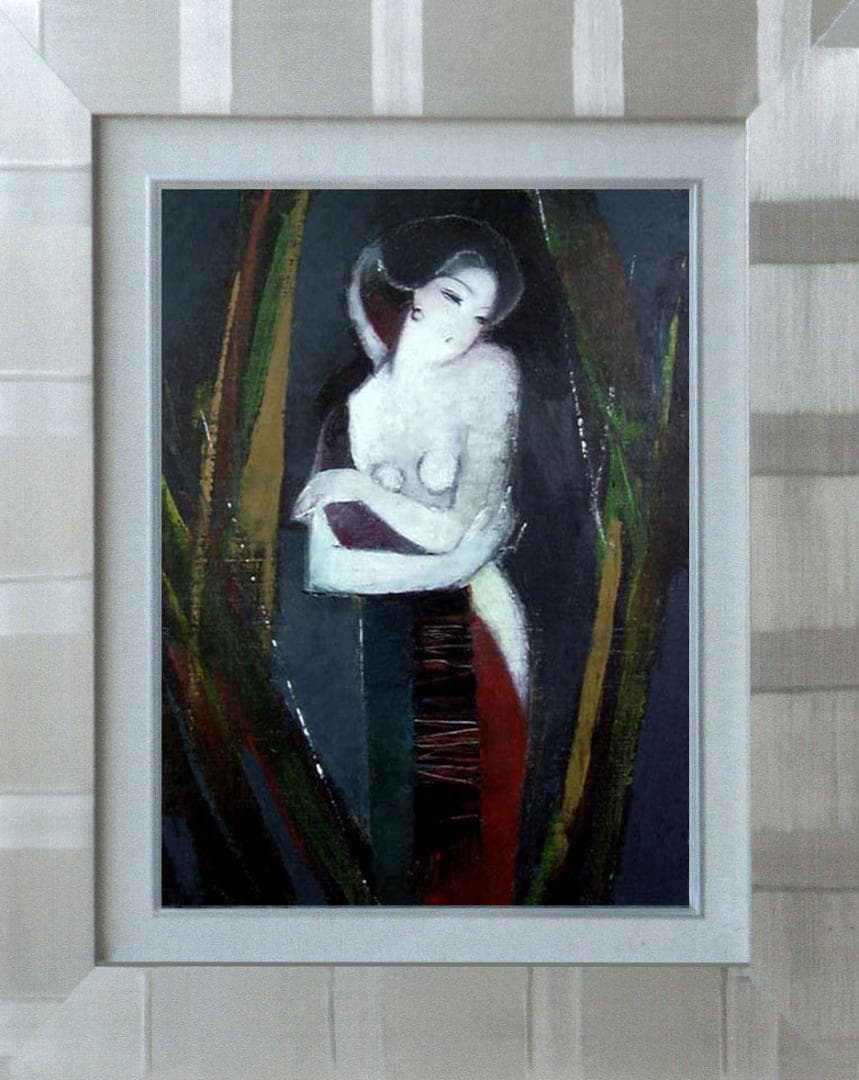 油絵 菅家令子 絵 絵画 インテリア 額付(黒) F6-82023 人物 女性像