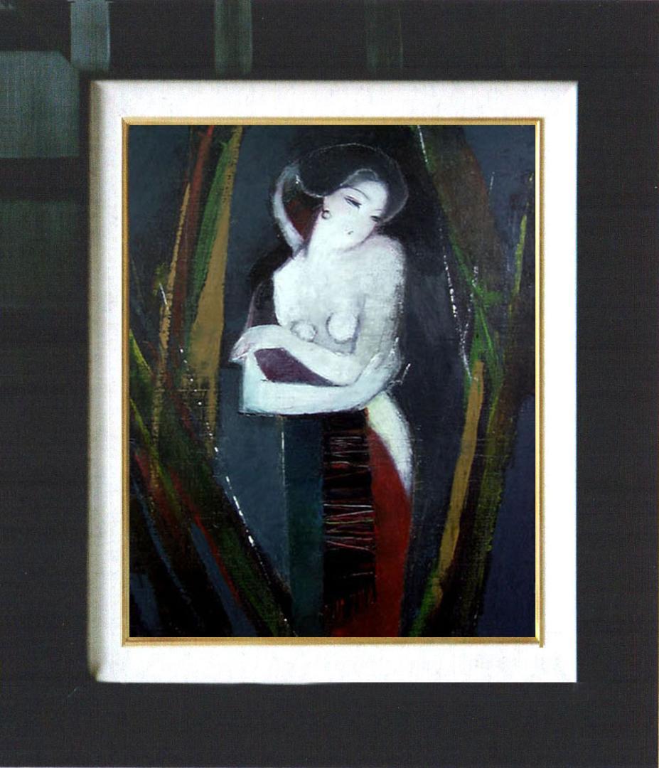 油絵 菅家令子 絵 絵画 インテリア 額付(黒) F6-82023 人物 女性像