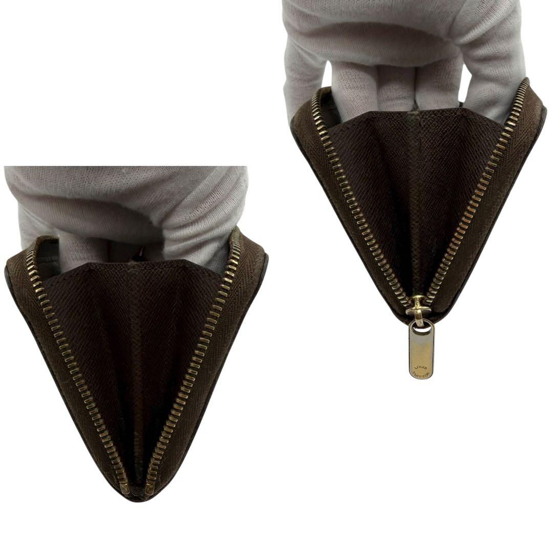 ルイヴィトン　パース　ラウンドファスナー　ダミエ　ブラウン　茶色　小銭入れ