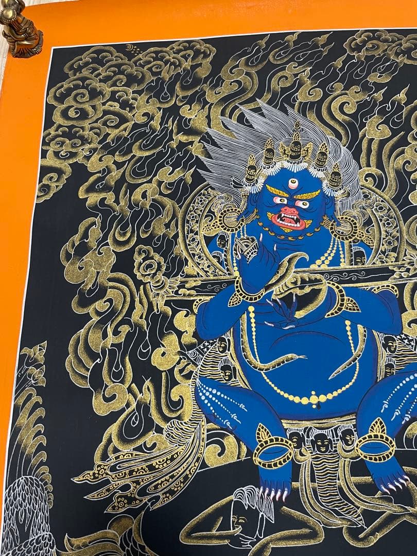 《 チベット密教　1点物 》 手描き　曼荼羅　マハーカーラ　大黒　仏教　密教