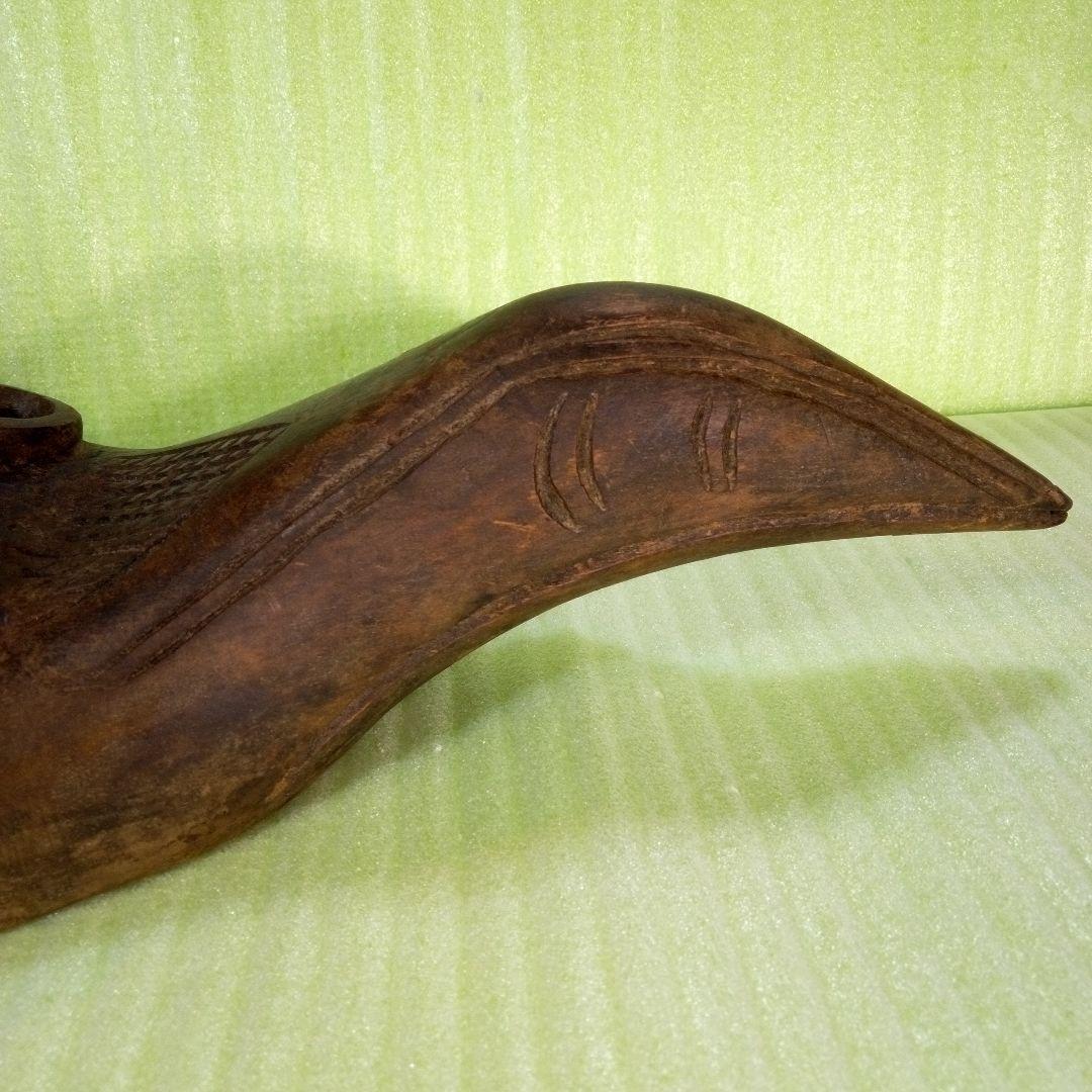 木製 木彫り 鳥人間のようなマスク お面 レトロ アンティーク オブジェ