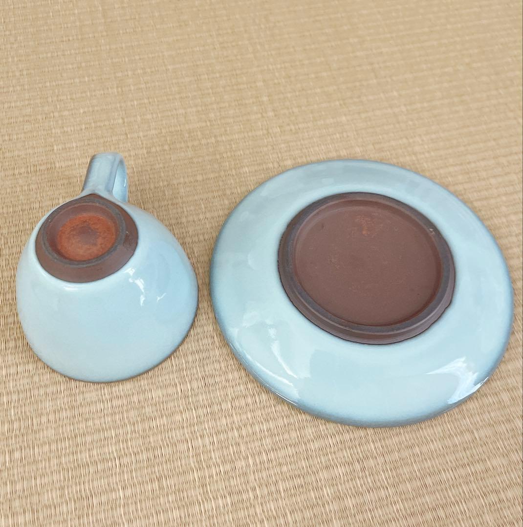 未使用】小石原焼 人間国宝 福島善三 中野月白瓷 カップ&ソーサー