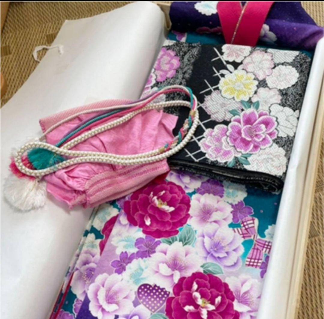 ◇中古美品◇たちばな 振袖セット◇成人式 卒業式 ☆ブルー グリーン