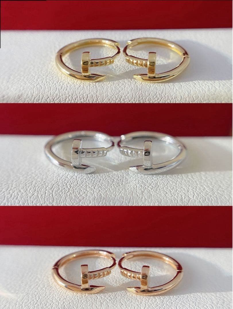 K18YG WG PG 天然ダイヤモンド 釘モチーフ フープピアス(ダイヤなし