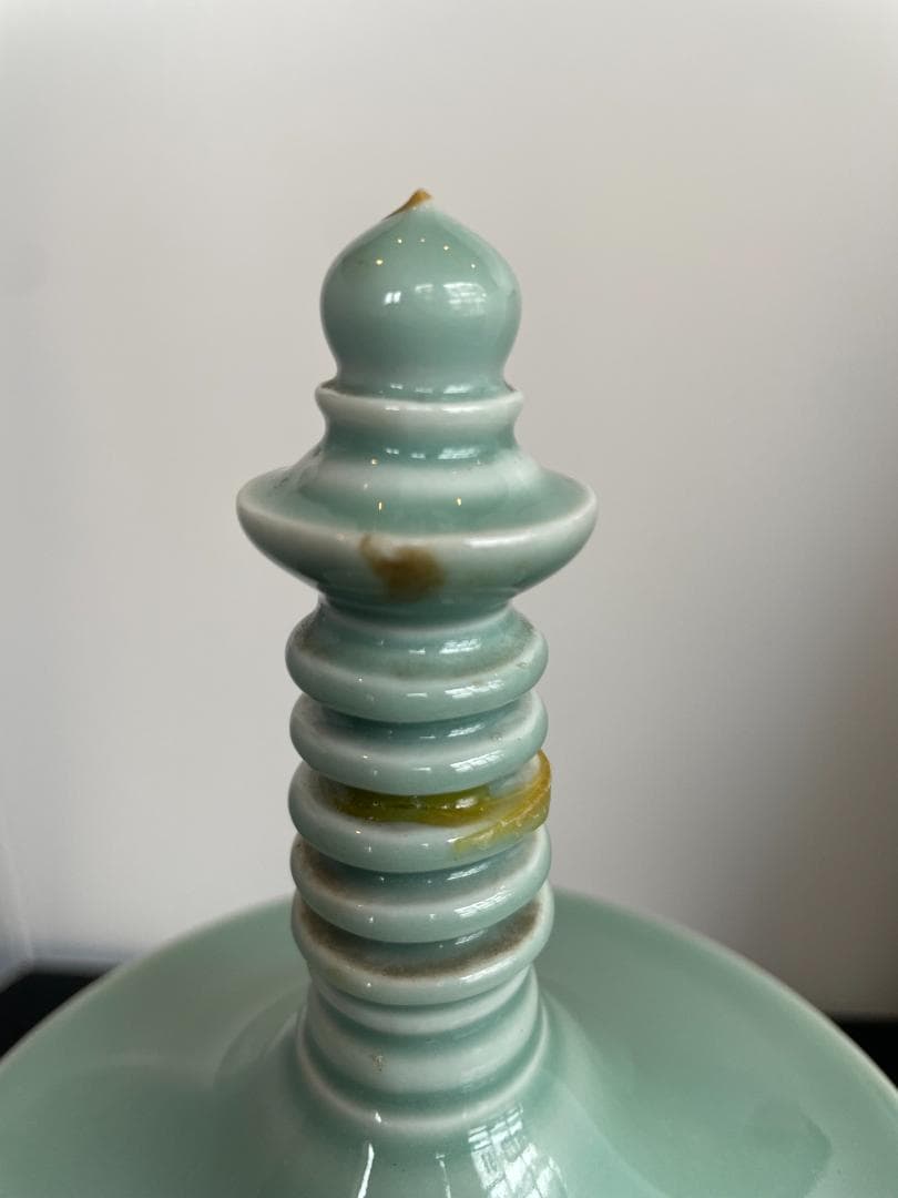 骨董 三代 真葛香山 青磁 香炉 多賓塔 茶道具 香道具 桐箱付 横浜 真葛窯