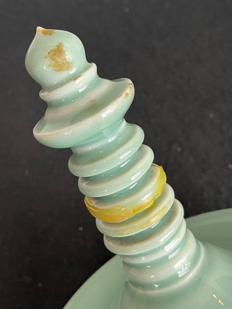 骨董 三代 真葛香山 青磁 香炉 多賓塔 茶道具 香道具 桐箱付 横浜 真葛窯