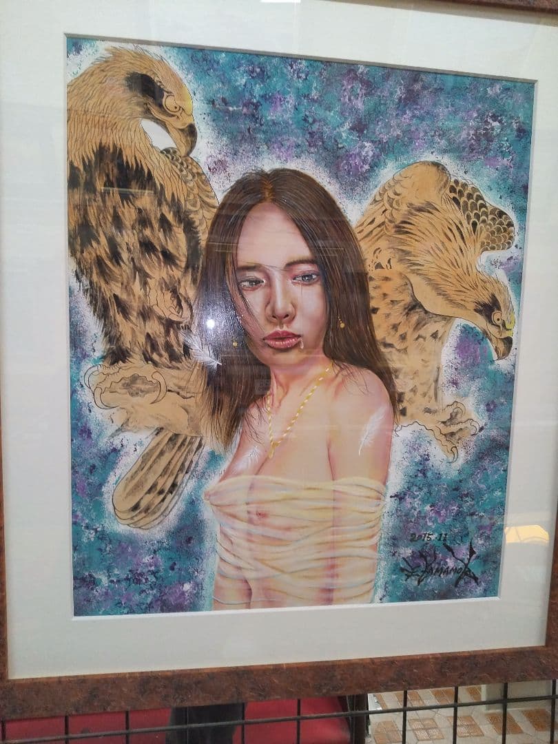 絵画、油彩８号、裸婦、美人画、山本英二、美女、額縁、真作、高塚省吾、森本草介。