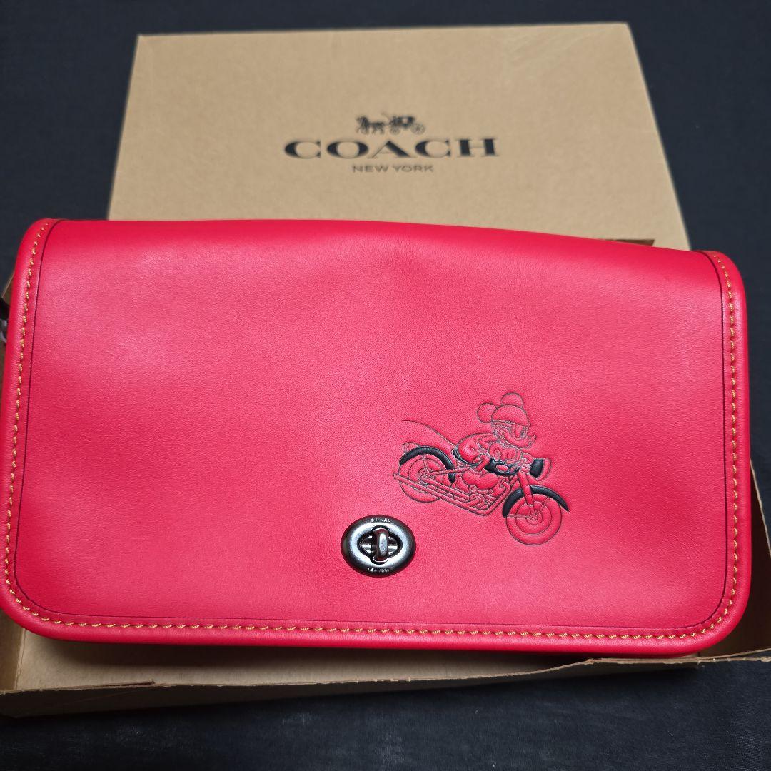COACH 赤 ミッキー バイクショルダーバッグ