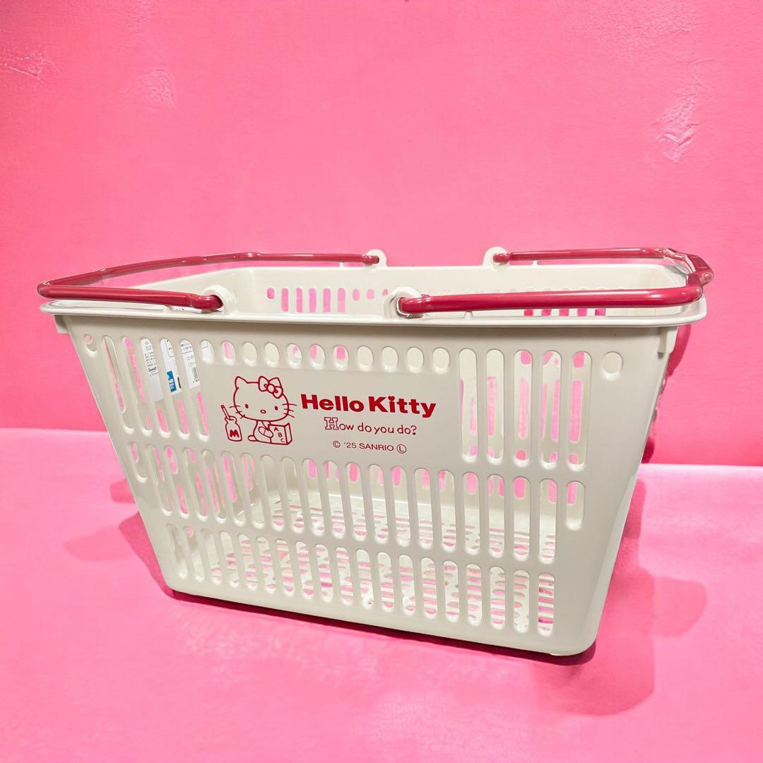 ハローキティ 買い物かご ショッピングバスケット 中 新品 シャンブル