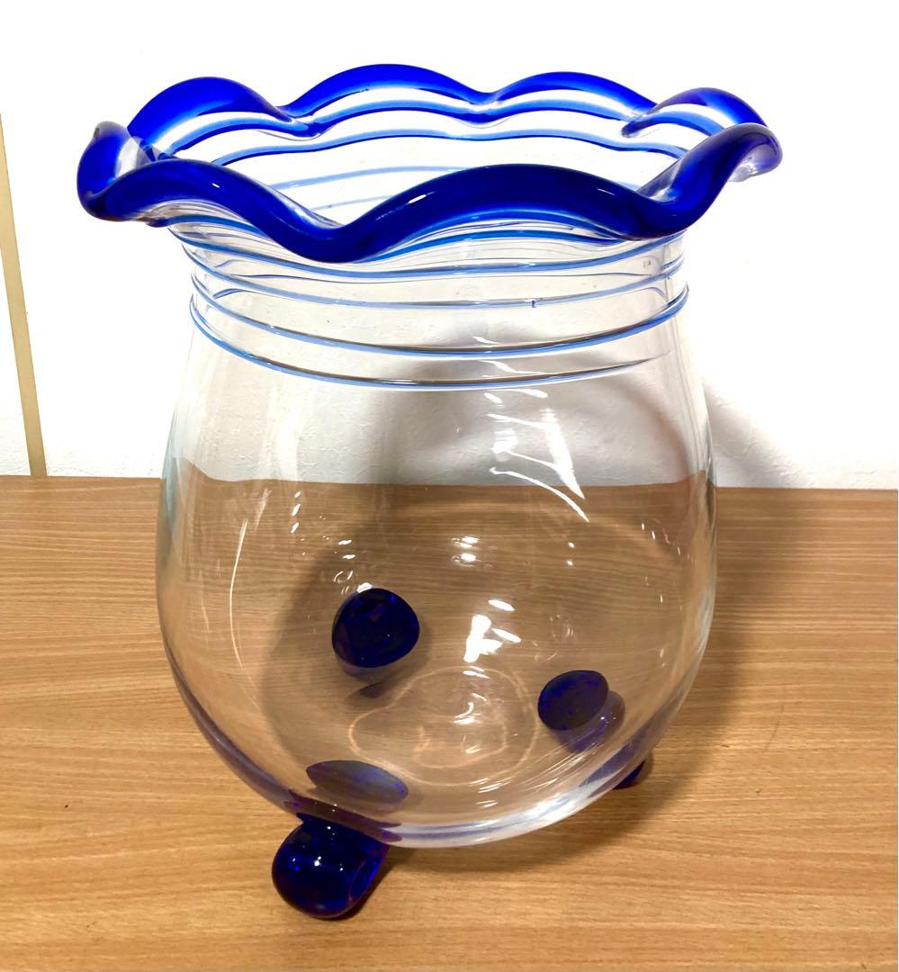 昭和 金魚鉢 アンティーク レトロ 猫脚硝子 大サイズ 珍品