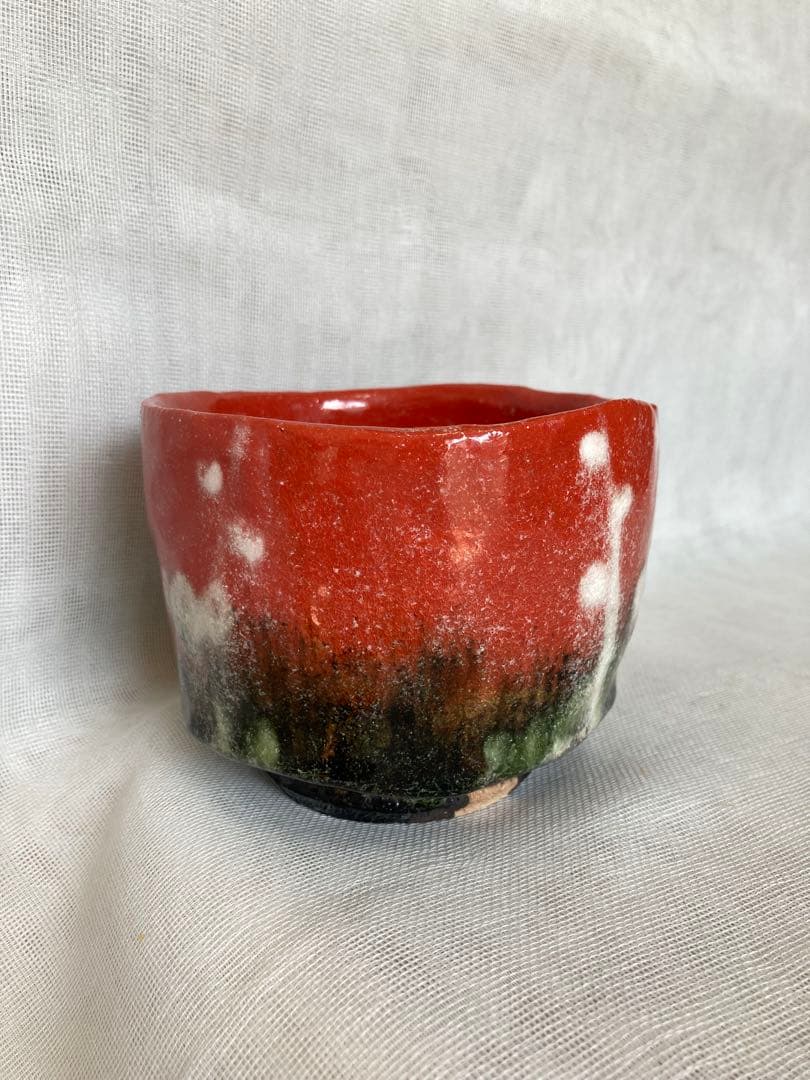 茶道具 時代物 京焼 景堂銘 花押入 抹茶碗 金継ぎあり