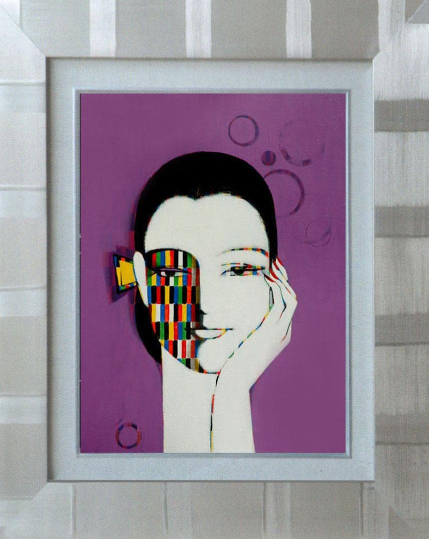 油絵 菅家令子 絵 絵画 インテリア 額付(白) F6-082211 人物 女性