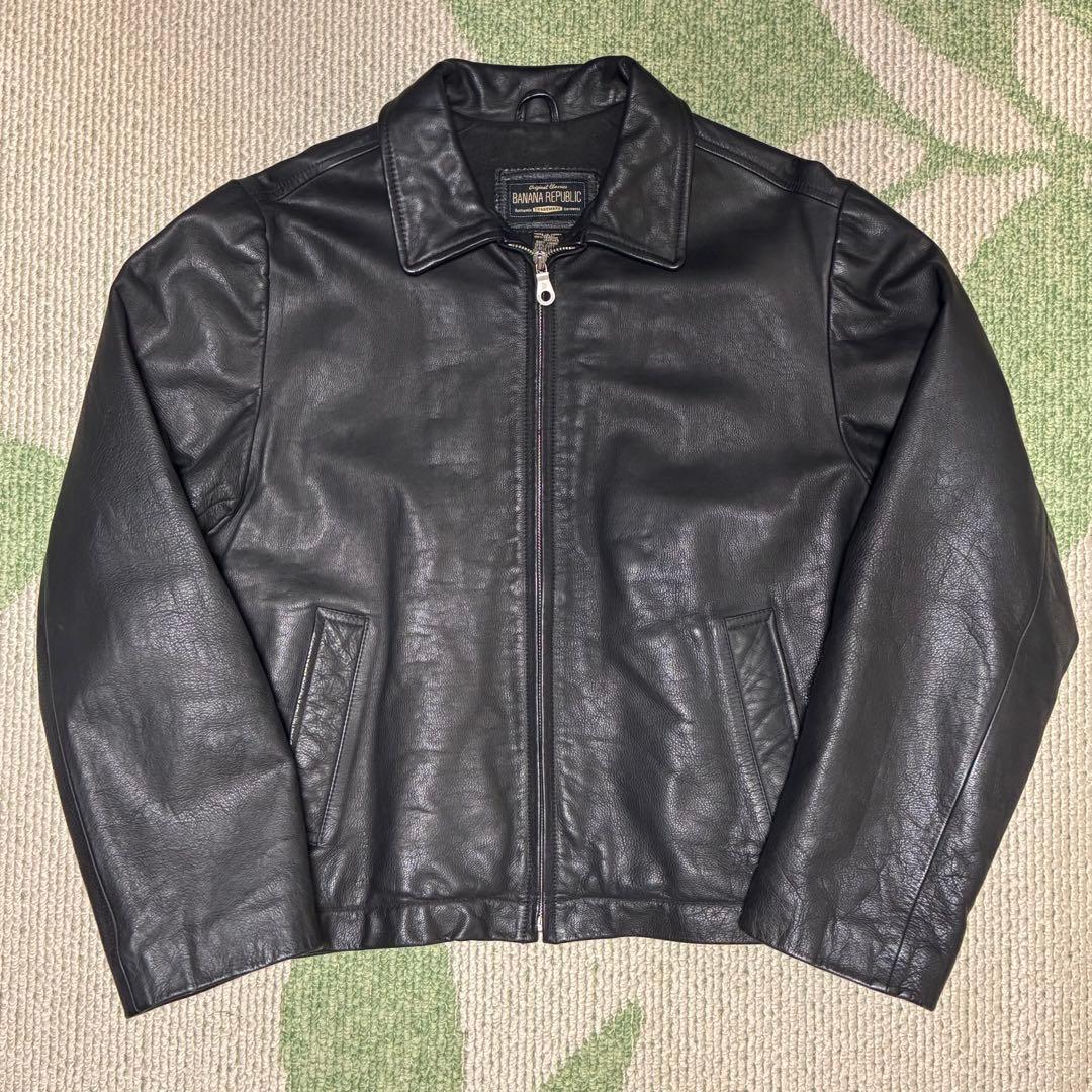 90s BANANA REPUBLIC 牛革 レザージャケット ブラック - メルカリ