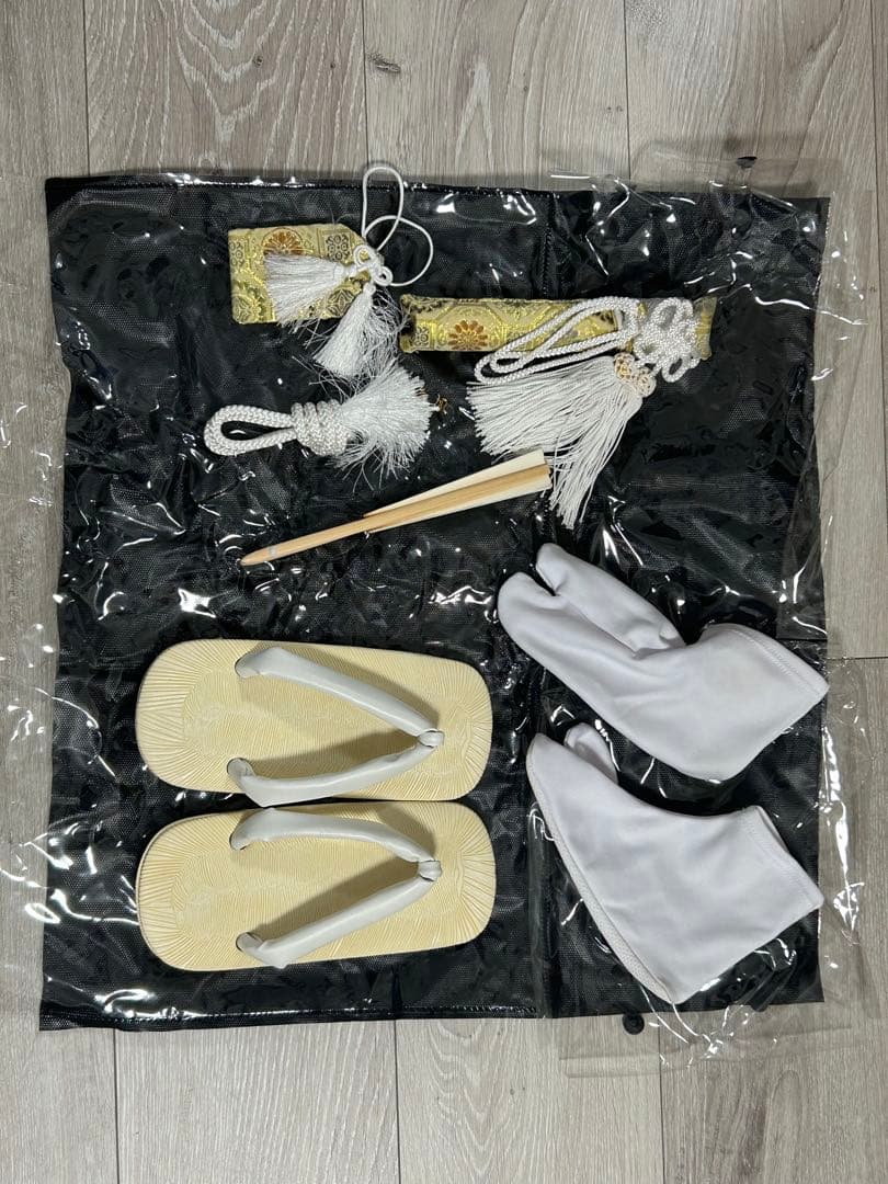 七五三用 黒地 扇子と着物