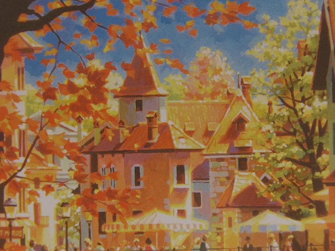 笹倉鉄平、【秋のアヌシー】、希少な額装用画集より、状態良好、新品