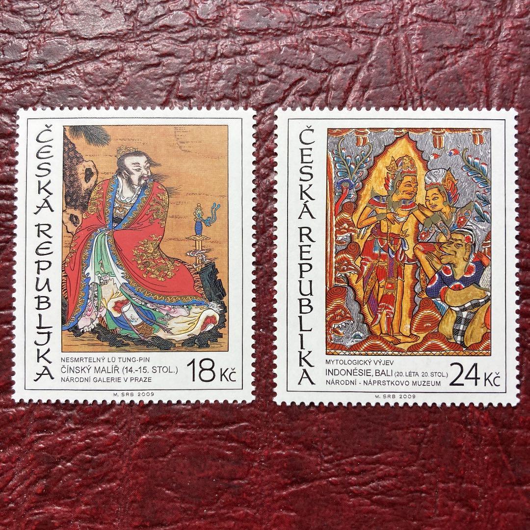 5913お勧め品外国切手未使用　チェコ発行凹版美術2種揃