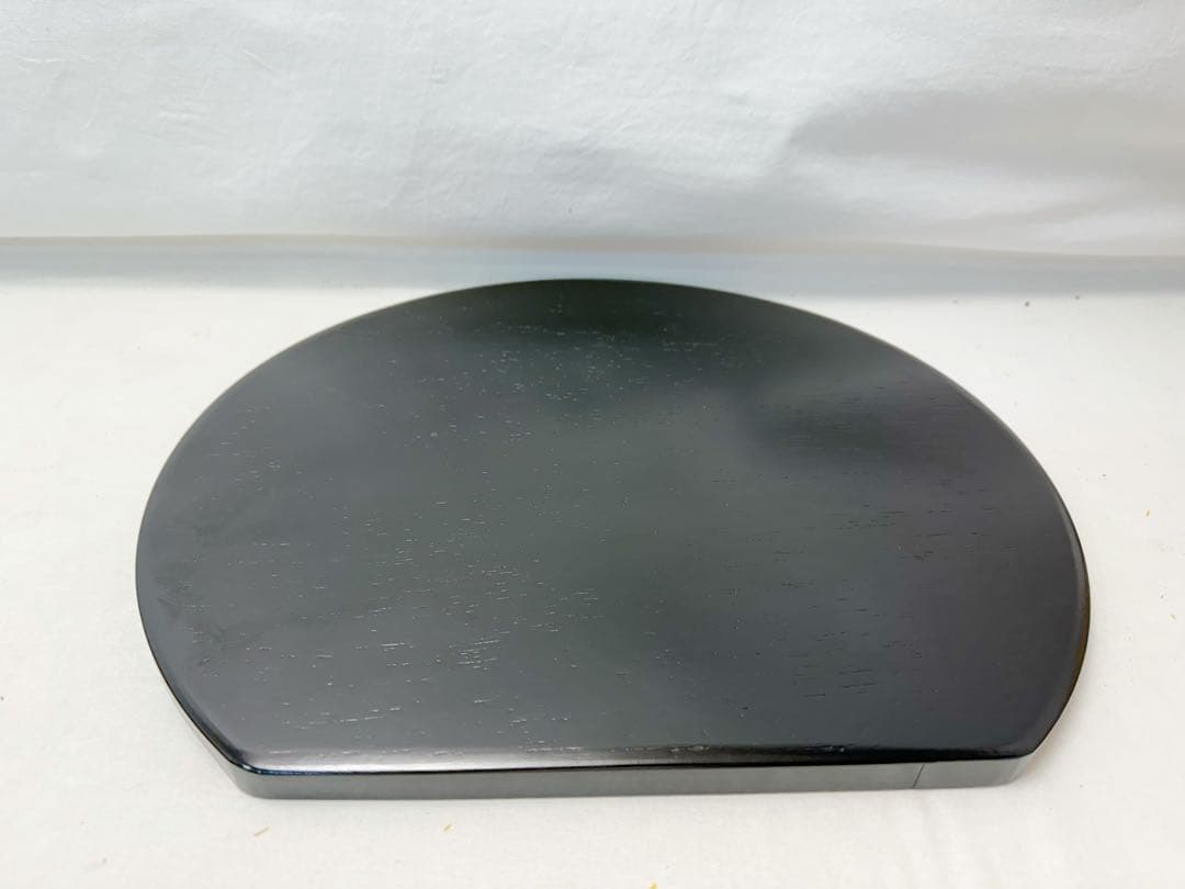 ほぼ未使用 懐石道具 木製 千筋 缘朱 半月膳 5客揃 銘々盆 平膳 宴会盆元箱