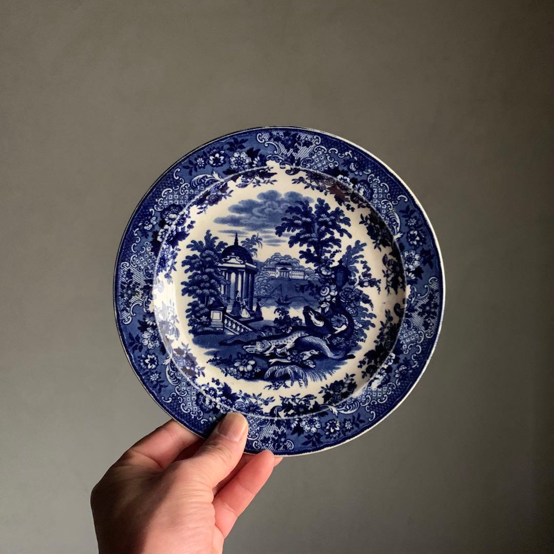 銅板転写 プレート 皿 中皿 古道具 アンティーク ブロカント