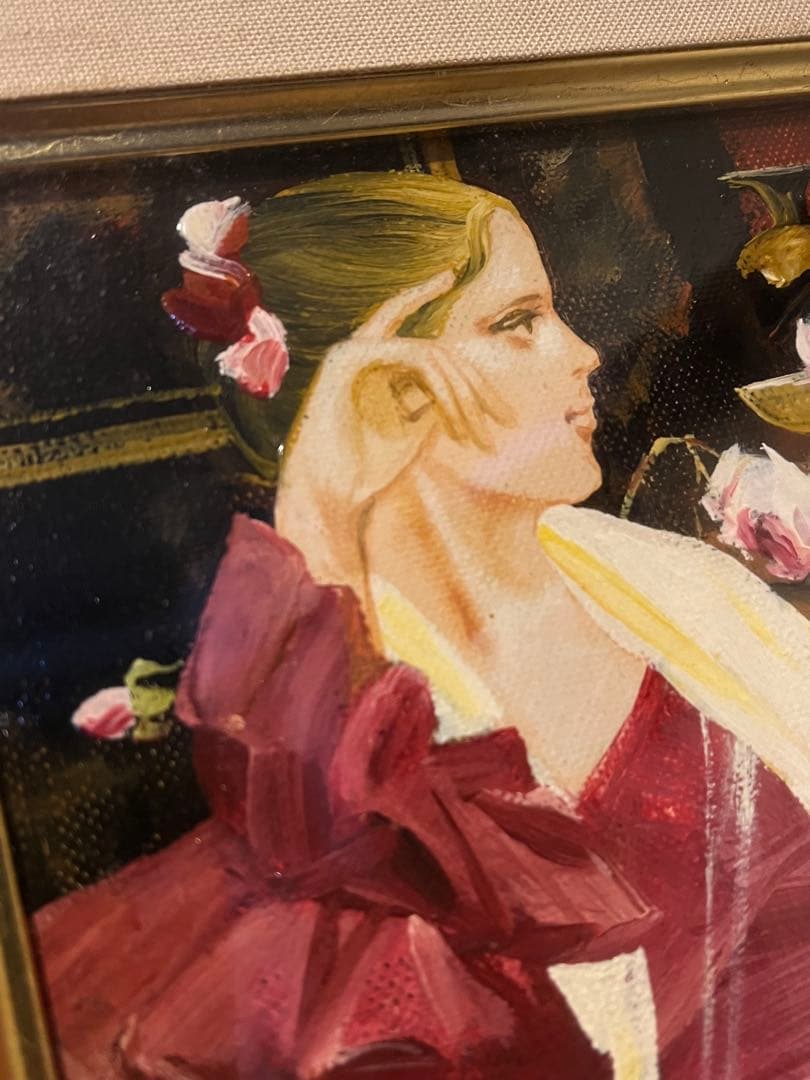 真作 巨匠 斉藤三郎 「少女エレナ」 油彩画 裏書あり