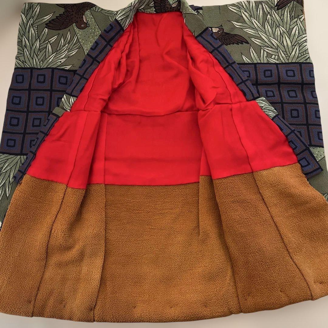 古布縮緬 人形の着物 13号 雀 竹 男の子 103106