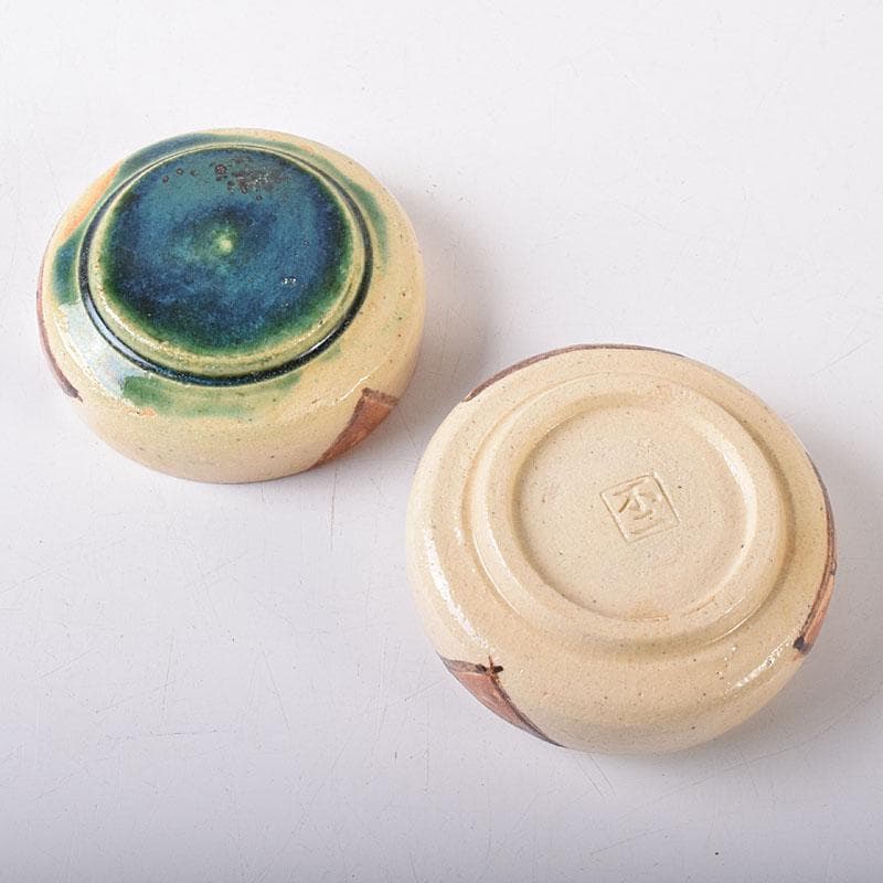 茶道具　不二窯 佐藤和子作　織部　香合　共箱　C　7800