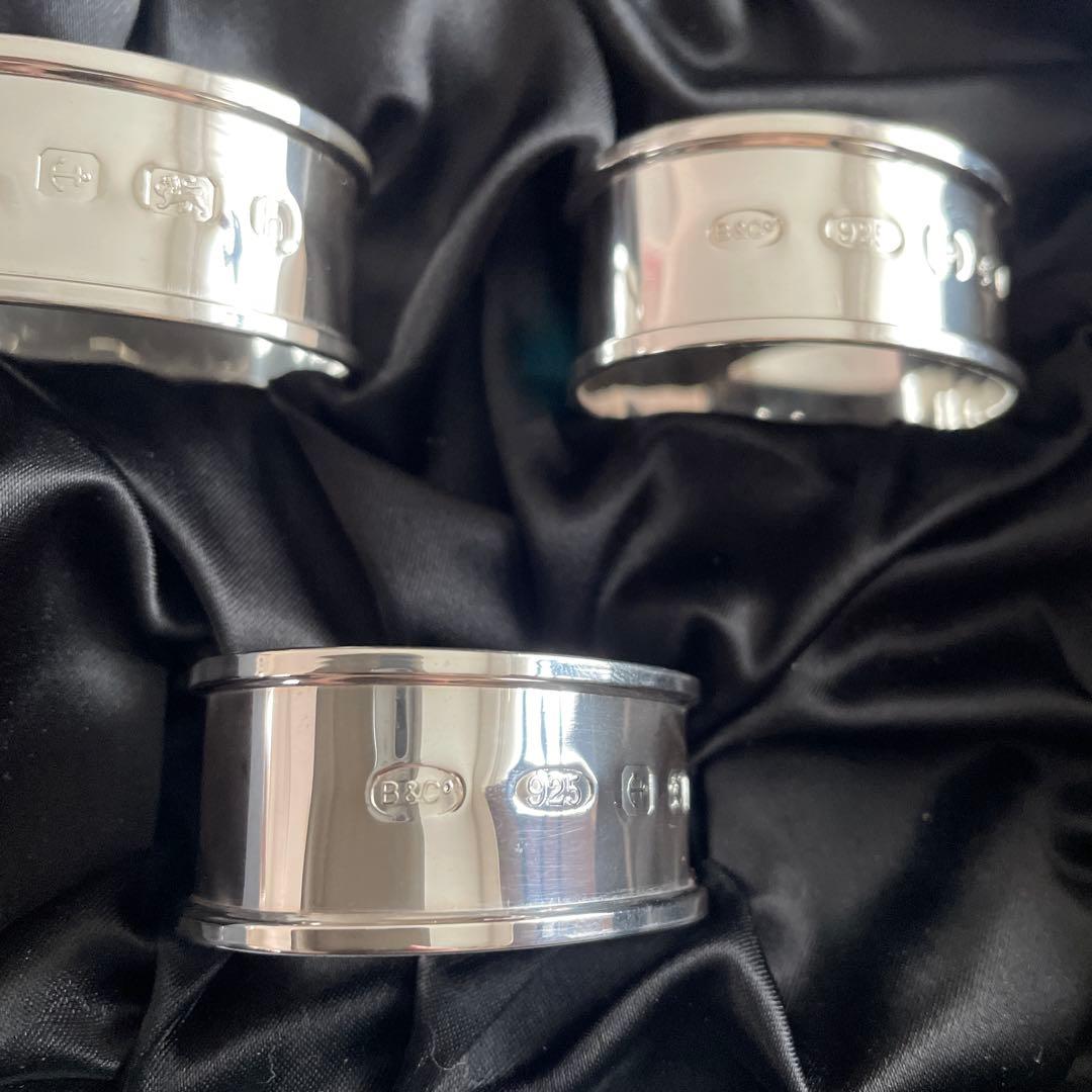 シルバー925 ナプキンリング 4個 スターリングシルバー 純銀 イギリス製