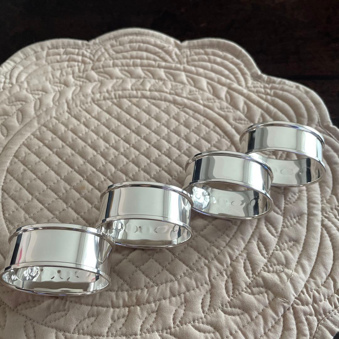 シルバー925 ナプキンリング 4個 スターリングシルバー 純銀 イギリス製