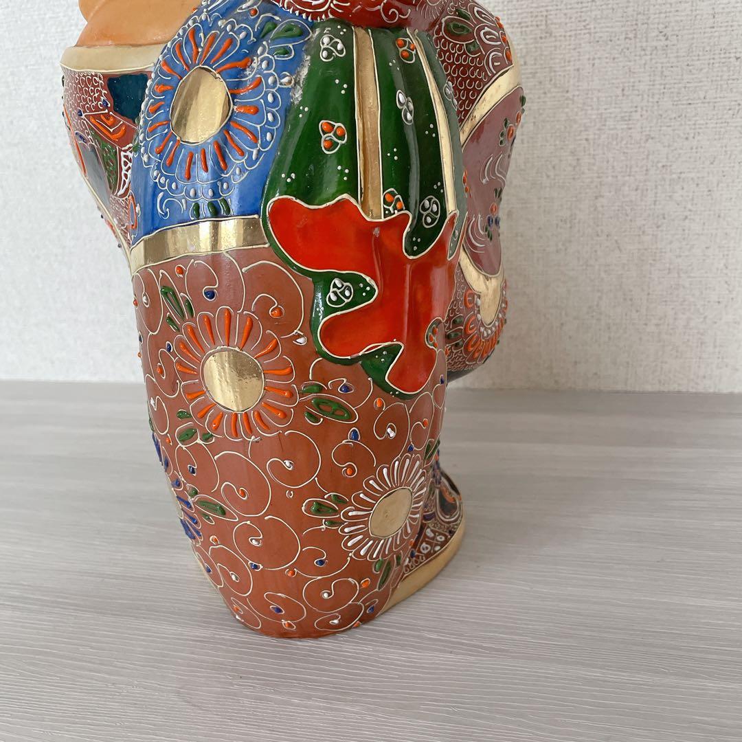 布袋様 置物 九谷焼風 菊池仙谷作 陶器 金彩 縁起物 高さ30cm 七福神