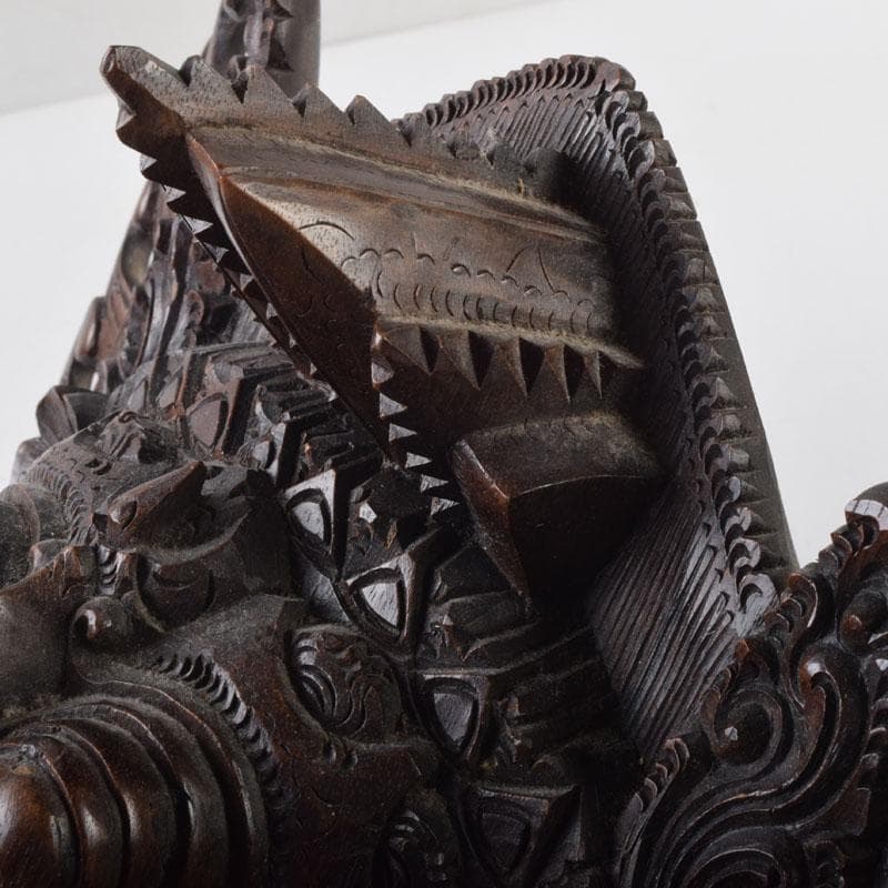 バリ島 インドネシア 木彫 ガルーダ 面 壁飾 置物 2点まとめて N9064A