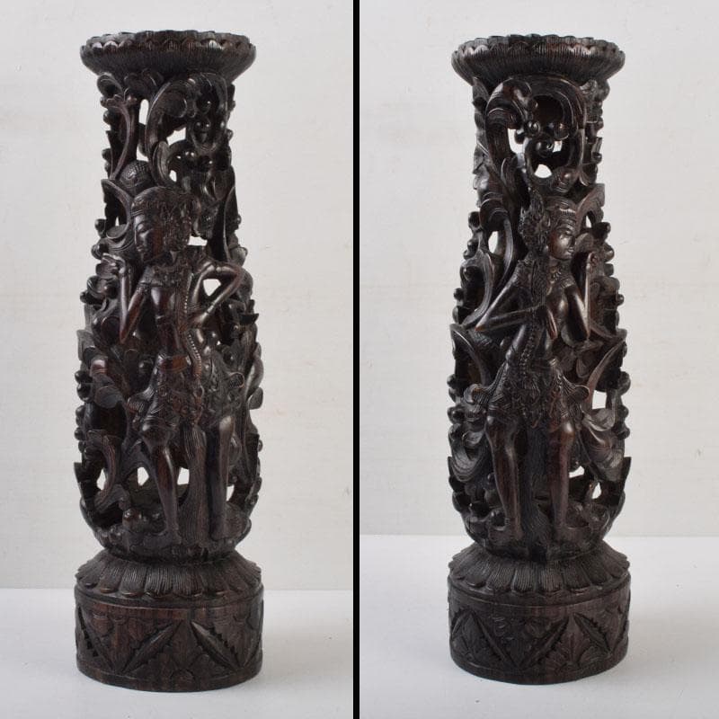 バリ島 インドネシア 木彫 ガルーダ 面 壁飾 置物 2点まとめて N9064A