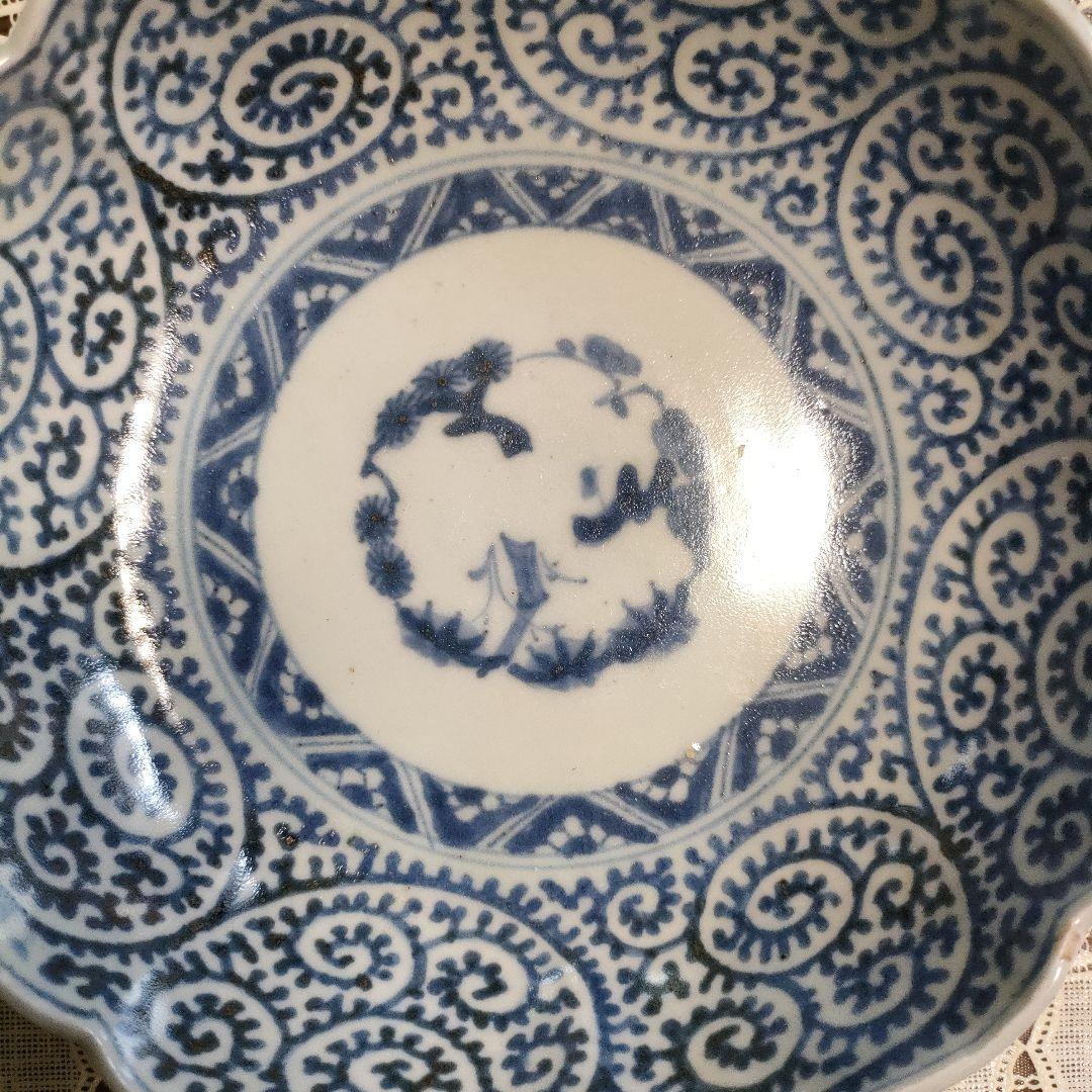 江戸期 古伊万里　成化年製　蛸唐草文様小鉢　直径15cm 高さ4.5cm