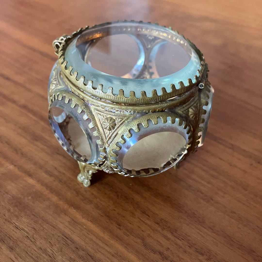 希少フランス蚤の市アンティークガラスジュエリーボックス宝石箱