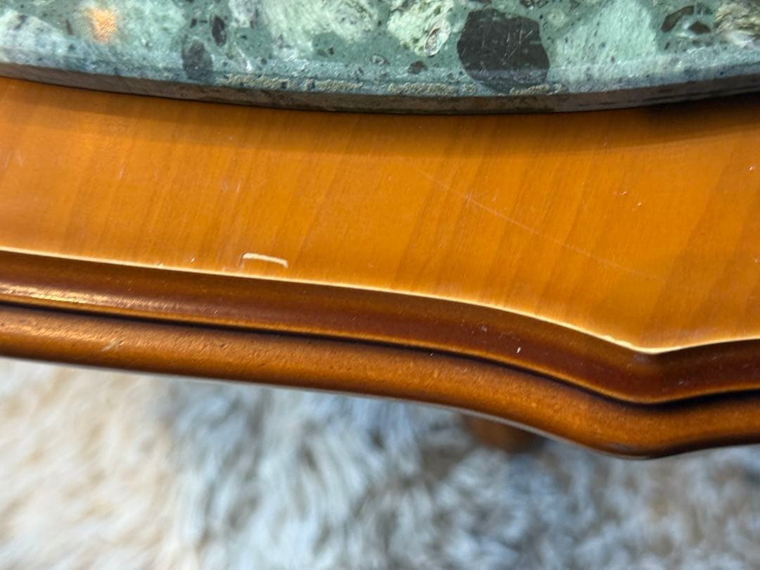 大理石　センターテーブル　ローテーブル　グリーン　クラシック　猫脚　アンティーク