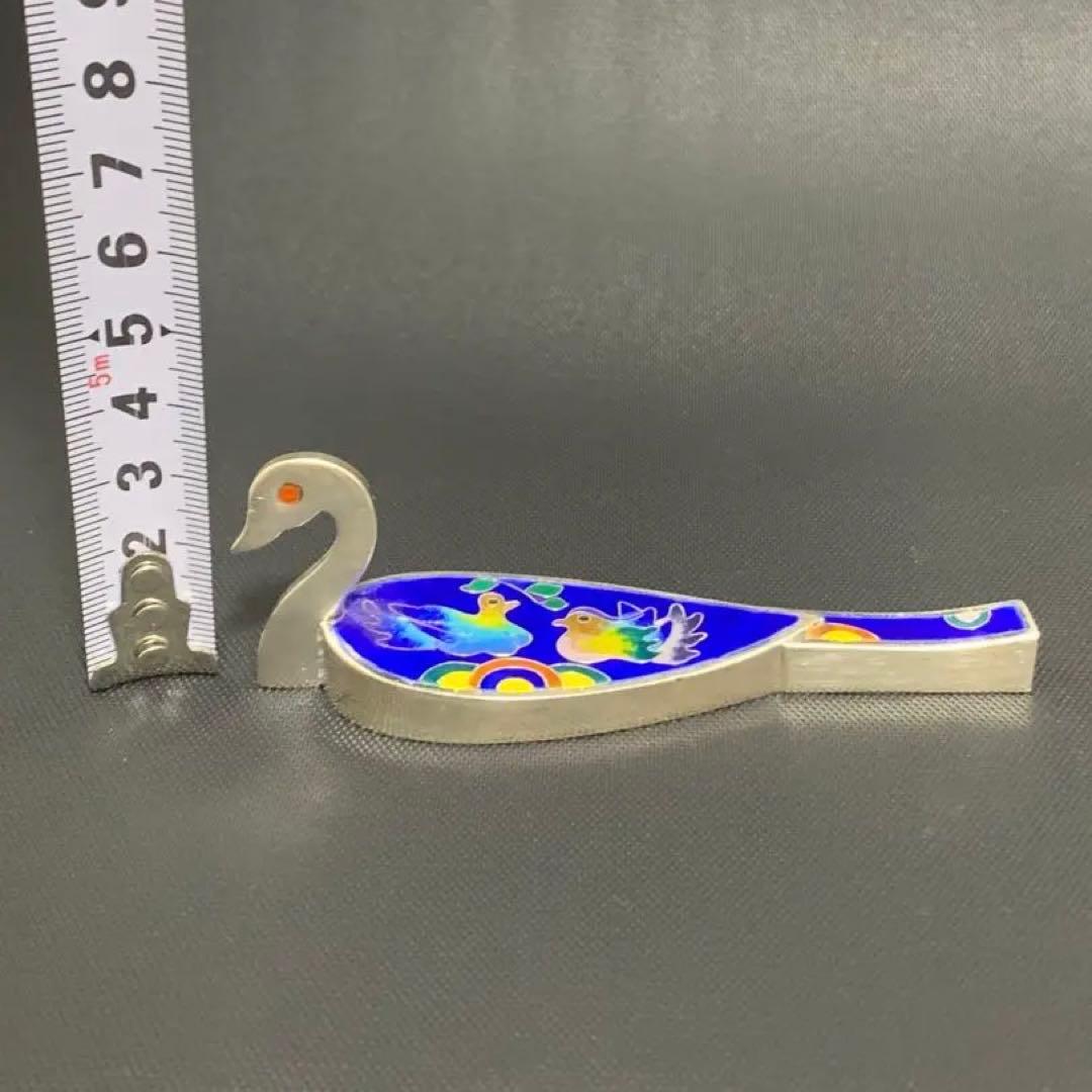 シルバーAG99 刻印 40g韓国宮廷置物 文鎮 白鳥 オシドリ 書道道具 骨董