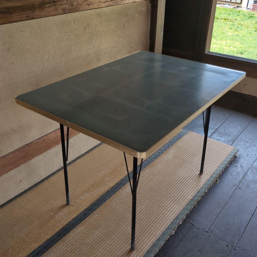 r*0様 昭和レトロ アイアン脚テーブル アンティーク 作業台 W1050