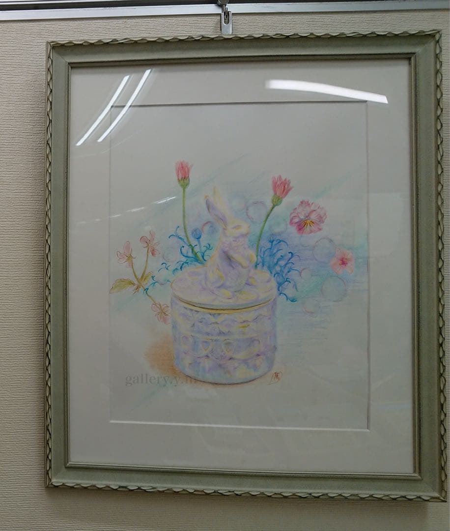 『春を待つうさぎ』　水彩色鉛筆画