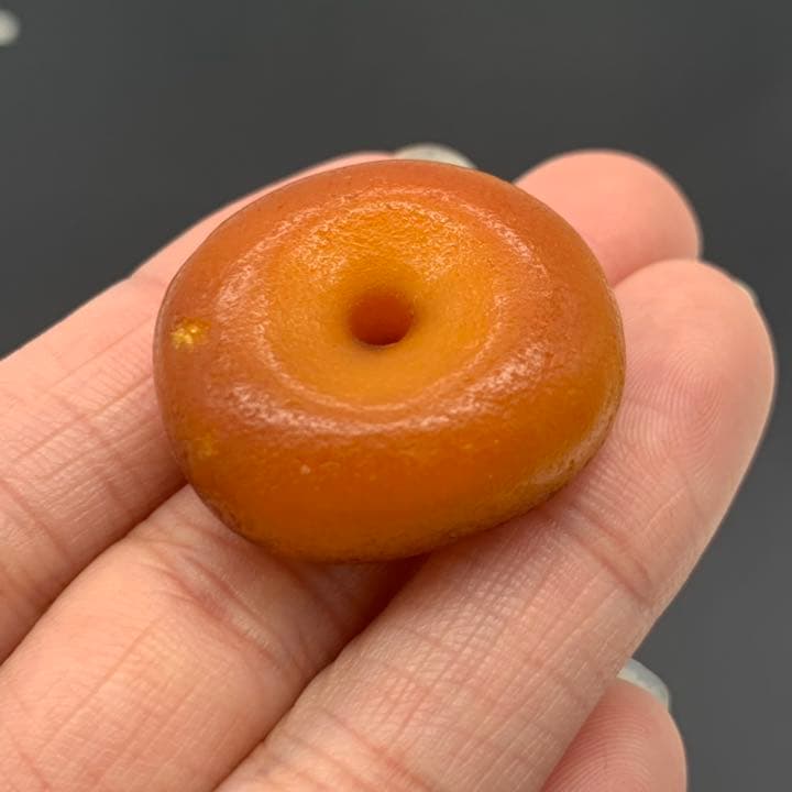 【アンティーク ビーズ】アンバー ビーズ 5.6g 24.6mm